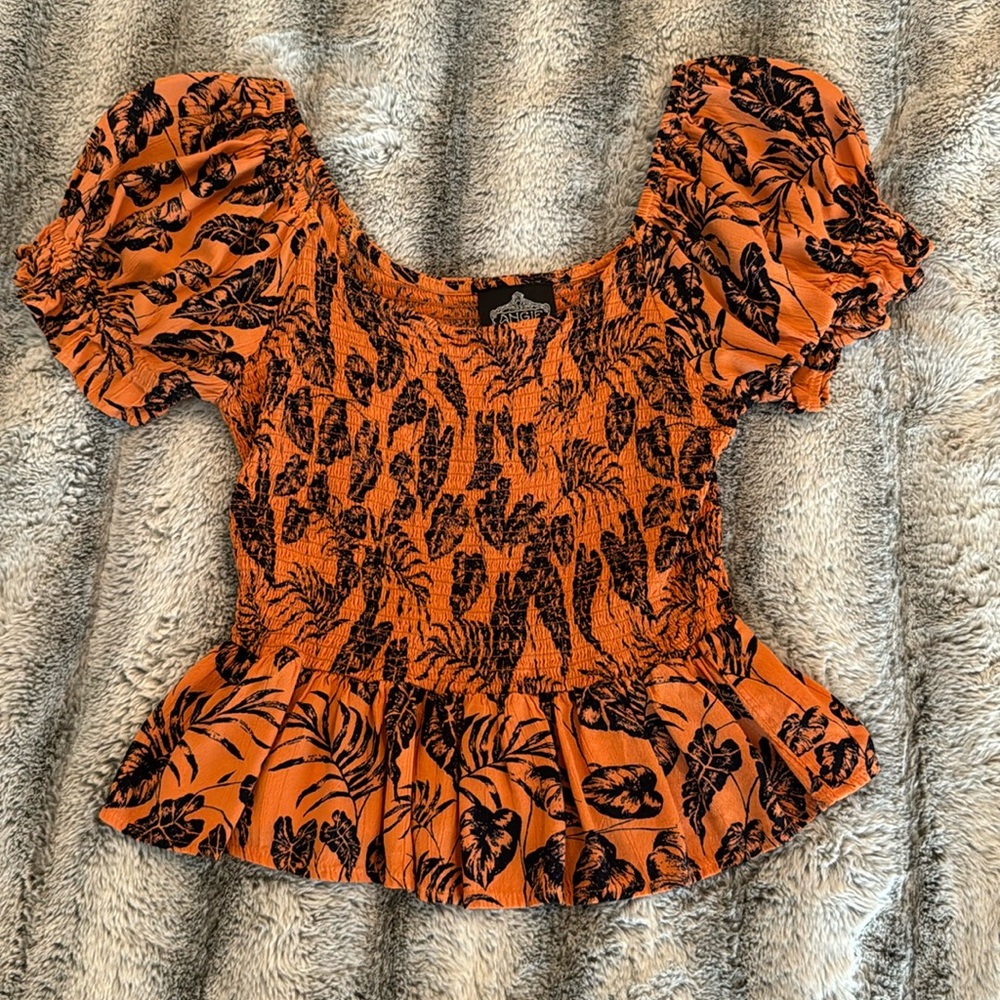 Angie Smocked Cropped Top - Size Medium